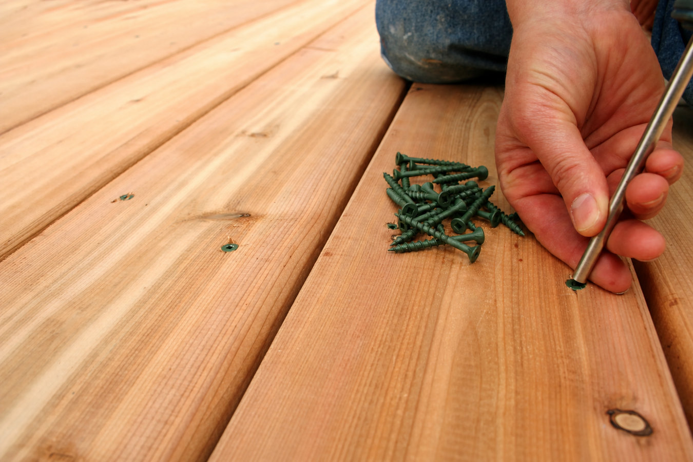 Cedar wood deck construction